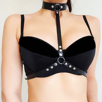 Black Faux Leather Harness